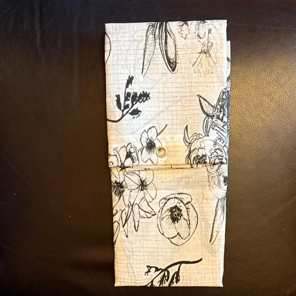 Easter Black and White Rabbit and Floral Design Shower Curtain 36”x70”